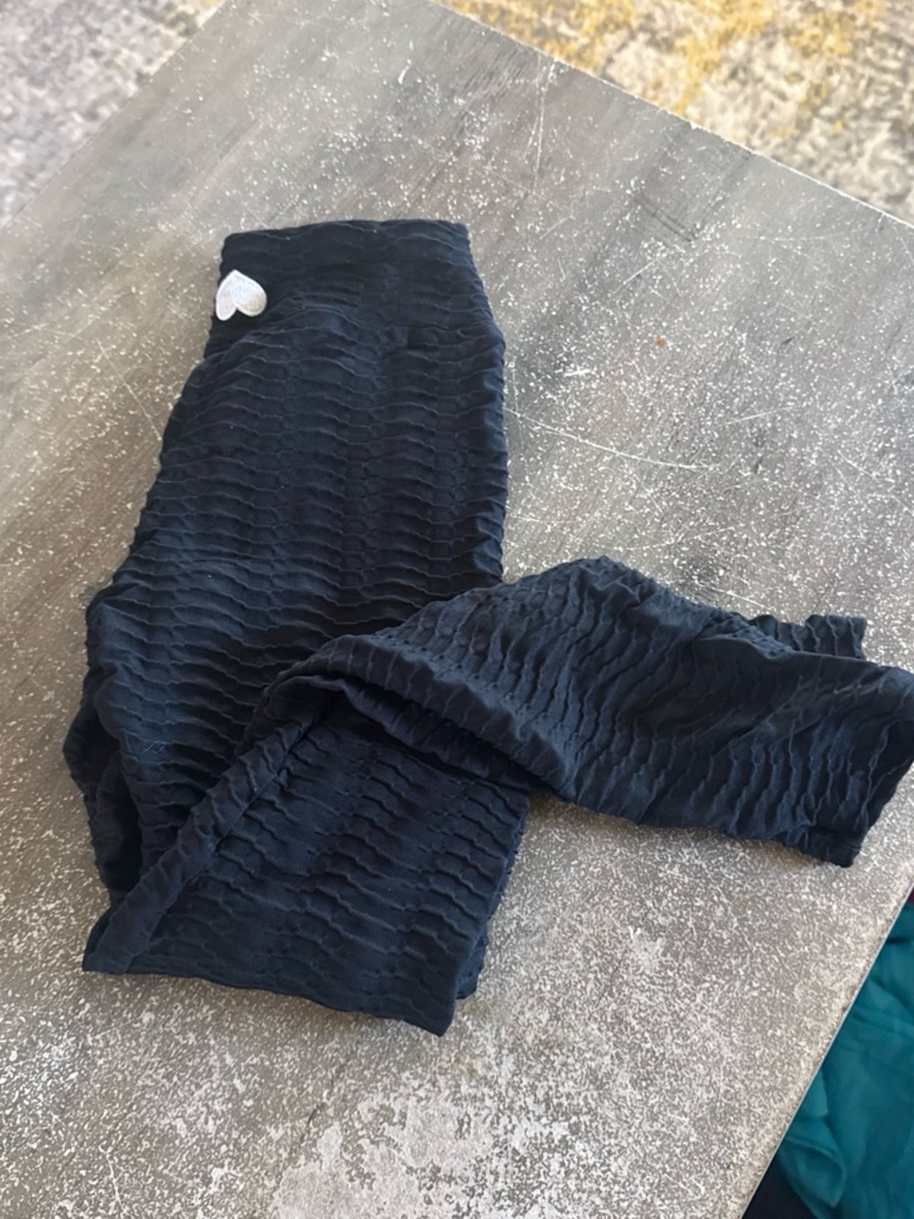 Booty by Brabants Black Textured Leggings with Heart Patch